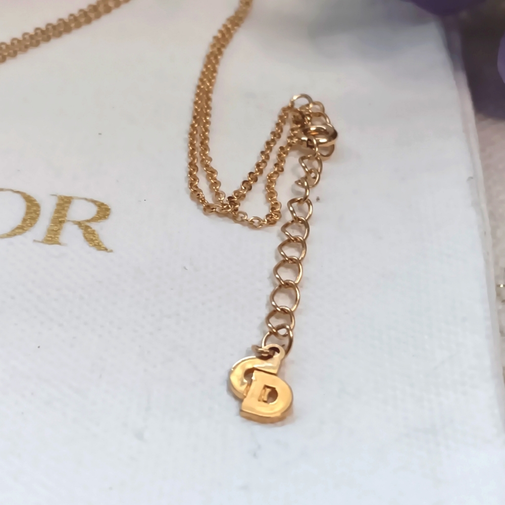 Christian Dior ✨️Cat Eye Gemstone Pendant 1990s Vintage Gold Plated Necklace - Picture 10 of 13